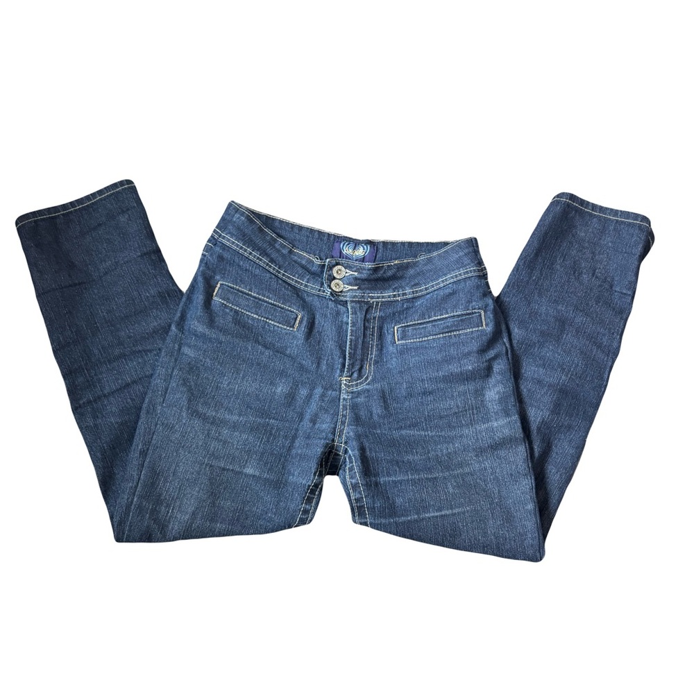Women’s Y2K Straight Leg Dark Blue Denim Jeans from Angels Mid Rise - Picture 9 of 9